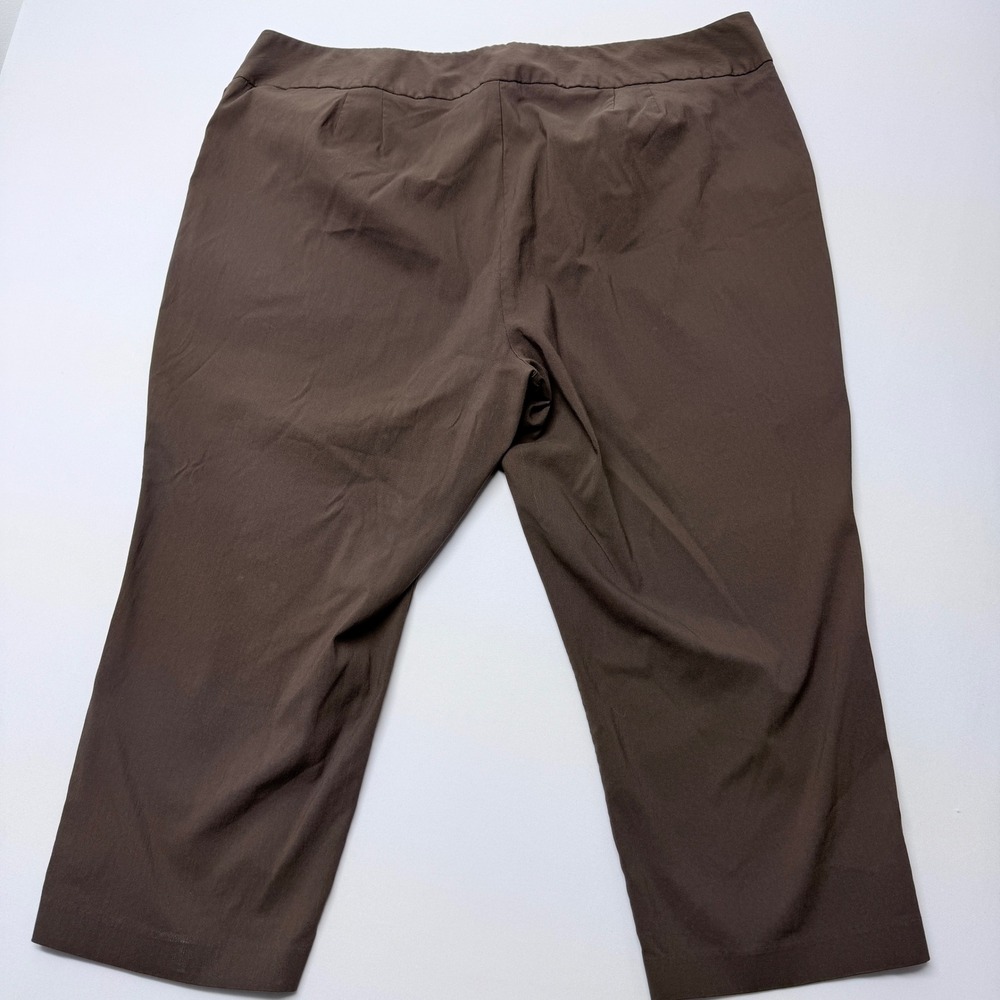 Lane Bryant Brown Stretch Capri Pants Plus Size 28 Business Casual Cropped Slit - Picture 2 of 8